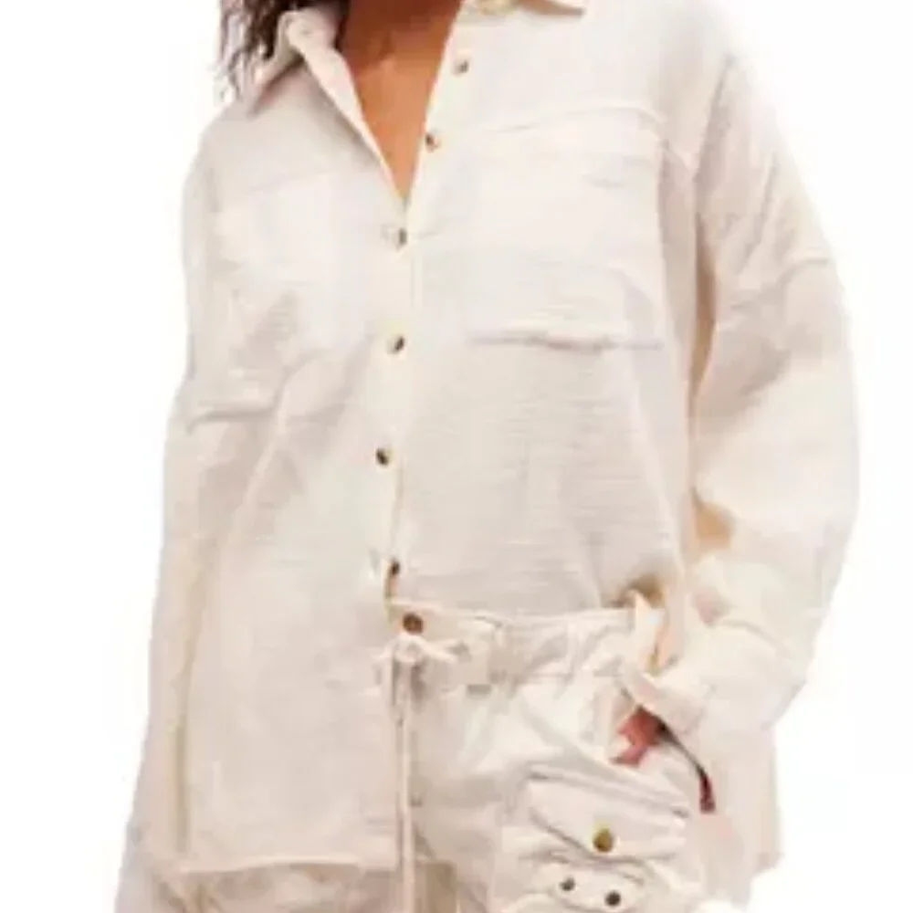 new Free People Cardiff 100% Cottone  GAUZY!  Button-Down Shirt Tunic 3Y2 267